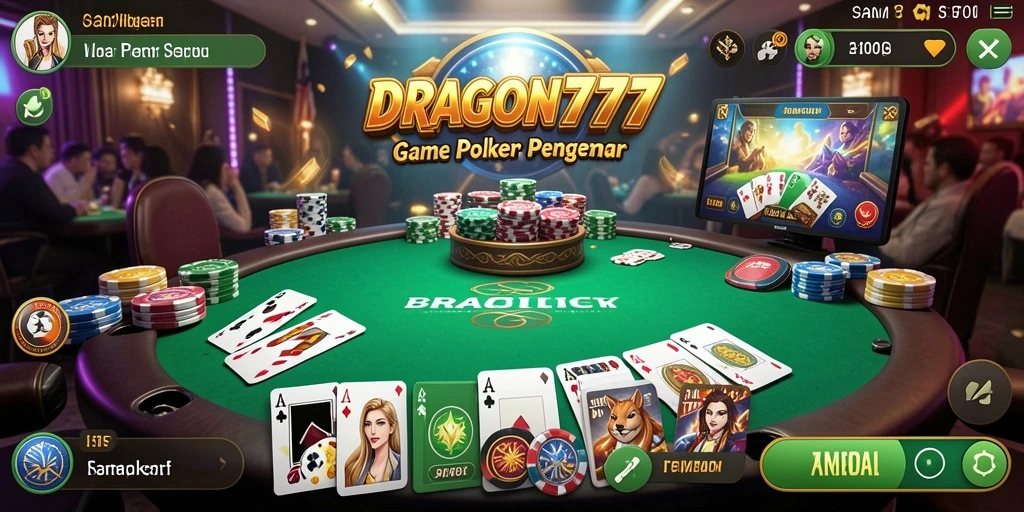 Tampilan gameplay poker yang seru di DRAGON777.