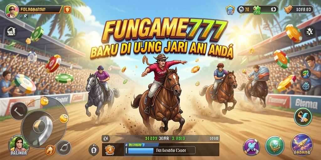 Tampilan gameplay balapan yang mendebarkan di FUNGAME777.
