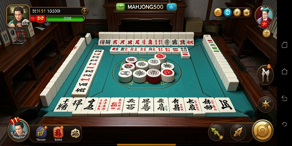 Tampilan gameplay menarik dari MAHJONG500 dengan layout ubin Mahjong.